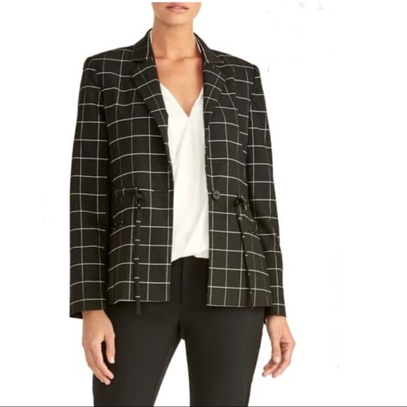 RACHEL ROY COLLECTION Amalia Plaid Jacket Women's Black & White Size Small NEW - Picture 1 of 14